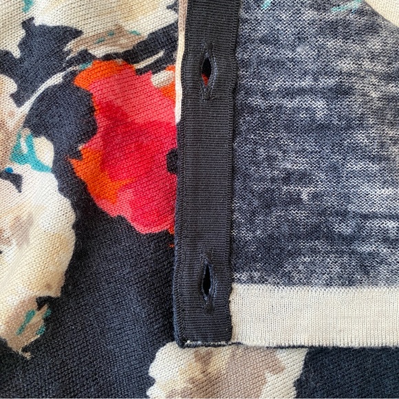 GARNETT HILL Printed Merino Wool Cardigan Floral Poppy Print Size XL - Picture 8 of 9
